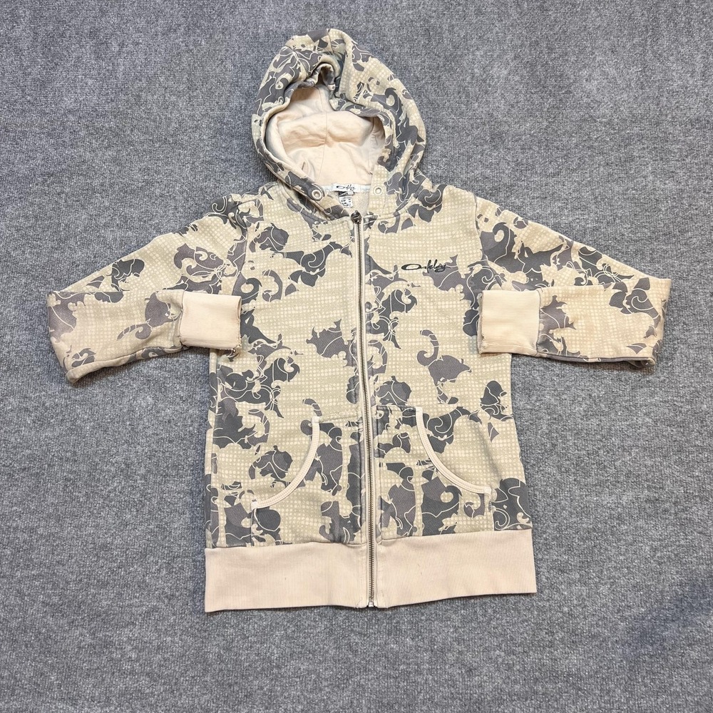 Oakley Hoodie Womens Medium Beige Camo Full Zip Fleece Lined Sweatshirt Pockets